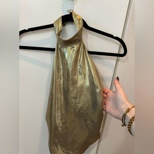 Zara high neck gold top